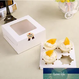 5pcs Kraft Paper Box Cake Fönster Presentpapper Förpackning Bröllopsfest Brun Vit Dessert Mousse Cupcake Box 12 Cup Cake Holder