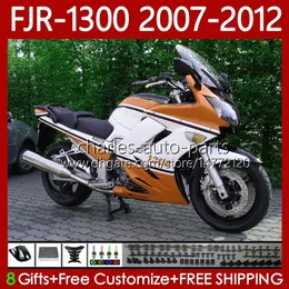 طقم الجسم ل Yamaha FJR-1300 FJR1300A FJR 1300 A CC-2012-2012 هيكل السيارة 108NO.110 FJR-1300A 2008 2009 2010 2011 2012 أبيض برتقالي FJR1300 07 08 09 10 11 12 OEM FLATING