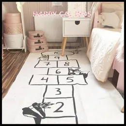Baby Hopscotch Game Mat Kids Activity Play Gym Mats Cartoon Printing Bambini Infant Adventure Rug Tappeto stradale Coperta strisciante Y200416