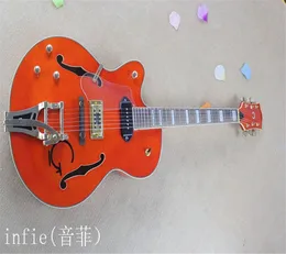 2022 Partihandel Gitarrer Vänsterhänt Jazz 6120 Vibratone Tremolo Falcon Single Cutaway Electric Gitarr I lager