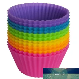 12 sztuk / zestaw Okrągły Kształtne Ciasto Formy do pieczenia Ciasto Mold Silicon Cupcake Cup Home Kuchnia Narzędzia do gotowania Losowy kolor