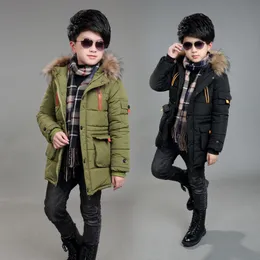 2021 New Big Size Thick Warm Winter Teenager Boys Jacket Heavy Fashion Hooded Outerwear For Kids Children Windbreaker Coat 20211227 H1