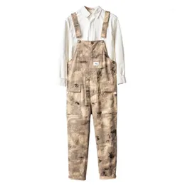 Mäns Jeans Men's Desert Camouflage Print Fickor Cargo Bib Overaller Lösa Straight Jumpsuits Casual Pants1