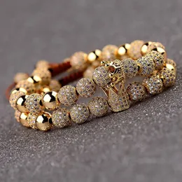 oiquei luxuryカップル距離ブレスレットチャームジュエリー2pcs/set gold copper beads micro pave cz ballscrown aduustable bracelet y200730