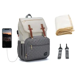 Lequien Marca Fralda Saco Grande Capacidade USB Mummy Travel Mochila Designer Enfermagem para Baby Care 220225