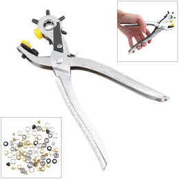 Heavy Duty Revolving Leather Belt Hole Punch Pliers Bag Eyelet Puncher Hand Tool Punching Machine with 6 Sizes Y200321