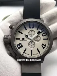 Ny vänsterhänt U-1001 50mm Datum Quartz Chronograph Mens Watch Black Dial Gummi Rem Gents Sport Klockor 9 Färger