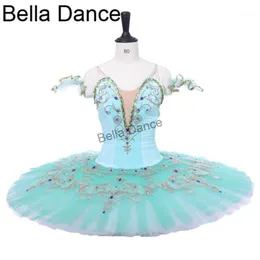 Scenkläder aqua pannkaka prestanda tävling ballett kostym grön vuxen professionell tutu klassisk tutus bt9234b1