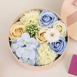 Artificial Flower Soap Flower Gift Box Rose Orchid Peony Bouquet Home Wedding Decoration Accessories Valentine's Day Gift z3 T200509