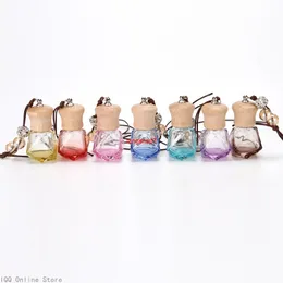 6ml Mini Perfume Bottle Empty Glass Car with Pendant Ornament Diamond Shape Container Refillable Bottles Wholesale 10pcsshipping