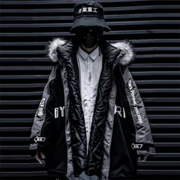 11 BYBB's Dark Zdejmowany Hip Hop Hop Parkas Kurtki Mężczyźni Harajuku Płaszcz Casual Streetwear Męski Gruba Winter Padded Płaszcz 201203