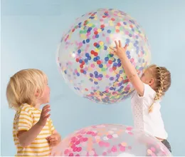 36 tums konfettiballonger festdekoration jätte klar latex bröllopsfödelsedag baby shower tilluftsballong