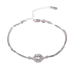 Länk, kedja Moissanite armband för kvinnor Kvinna 1CT Round 925 Rena silverarmband med certifikat Fina smycken1