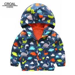 80-120cm Söt Dinosaur Spring Barn Coat Höst Kids Jacket Boys Ytterkläder Coats Active Boy Windbreaker Baby Kläder Kläder 201126