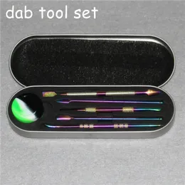 Dab Tools Kit Wax Dabber Tool Set Bar Aluminium Box Verpackung für Dry Herb Vaporizer Pen Zerstäuber Titanium Nail Dabbers