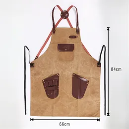 WEEYI Men Ladies Salon Haircut Apron Hairdressing Waxed Canvas Leather Barber Hairstylist Manicure Aprons 201007274O