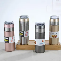 Stainless steel tea and water separation tea cup double-layer business straight insulation cup high-end business gift cup