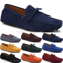 121 New Fashion mens Scarpe casual in pelle Stile britannico primavera Coppia Genuine Peas Scrub uomo Drive Lazy man copriscarpe outdoor comodo traspirante nero giallo