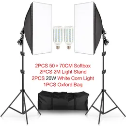Freeshipping Photography 50x70cm SoftBox Lighting Kits Professionellt ljussystem med E27 Fotografiska lampor Foto Studioutrustning