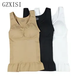 Gzxisi Women Wireless Cami Combi Top Top Slim Body Shaper Bra Vest Camisole Wyjmowane Podkładki Odchudzanie Chapewear Trener Corset 201223