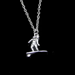 Fashion 21*18mm Lady Female Surfer Surfing Pendant Necklace Link Chain For Female Choker Necklace Creative Jewelry party Gift