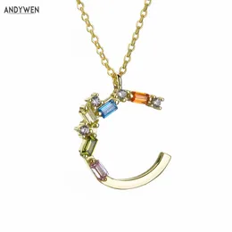 Kikichicc 925 Sterling Silver Gold Mini C Pendant Letter Alphabet Necklace Long Chain Small Women 2020 Fashion CZ Jewelry Q0531