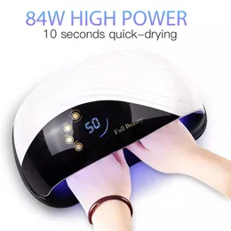 FreeShipping 84W Led Lamp Nail Manicure 2 in 1 Built-in Cooling Fan for Two Hands 10s Fast Nail Dryer Machine Curing All Kinds of Gel