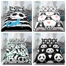Lovely Panda Printed Bedding Set 3d Digital Printing Duvet Cover Pillowcase for Teen Kids Single Queen King Size Bed Sets 2/3pcs 201021