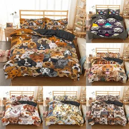 Homesky 3D Dogs Pościel Zestawy Queen King Size Duvet Cover Cartoon Pug Comforter Zestaw Bed Home Textiles BedClothes 201113