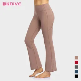 Pantaloni da yoga bootcut per donna con tasche Pantaloni svasati a vita alta Abbigliamento da allenamento donna Pantaloni classici da donna professionali H1221