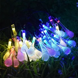 20 LED Water Drop Solar Powered String Lights LED Fairy Light for Wedding Christmas Party Festival Outdoor Indoor Decoration 201203