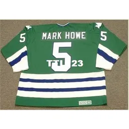 740 # 5 Mark Howe Hartford Whalers 1979 CCM Vintage TK Hockey Jersey eller Anpassat något namn eller nummer Retro Jersey