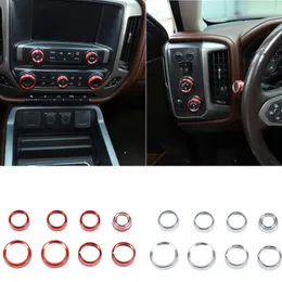 Anel de guarnição do botão do interruptor de controle central do carro em liga de alumínio para Chevrolet Silverado 2014-2018 Auto Interior Accessories235R