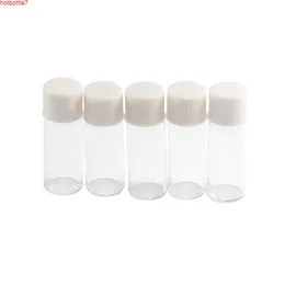 1ml mini bottiglie di vetro fiale bianco tappo di plastica bianco vuoto bottiglia trasparente barattoli tappo a vite 10 * 28 * 6mm all'ingrosso 100pcshigh quantità