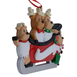 Resina Rena Família Família Família de 4 enfeites de Natal Presentes personalizados para feriado ou decoração home miniatura artesanato suprimentos 201203