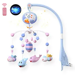 Baby Rattles Crib Mobiles Toy Holder Rotating Crib Mobile Bed Musical Box Projection 0-12 Months Newborn Infant Baby Boy Toys LJ201113