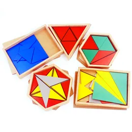 جودة عالية مواد خشبية مونتيسوري اللعب المثلثات البناءة مستطيلة البنتاغون 5 مجموعات في وقت مبكر مرحلة ما قبل المدرسة التعليمية