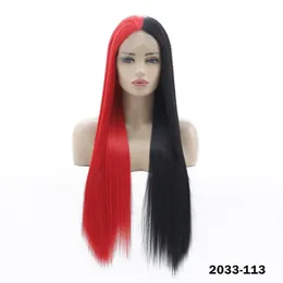 12~26 Inches Full Straight Synthetic Remy Hair Lace Front Wigs Mix Color Simulation Human perruques de cheveux humains Wig 19921-113