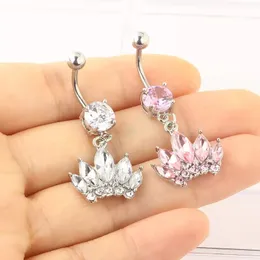 Fashion Surgical Stainless Steel Navel Piercing Crown Pendant Belly Button Rings Body Jewelry Wholeasles