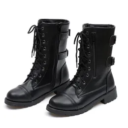 Vinter Kvinnor Ankel Stövlar Rund Toe Real Läder Lace-up Zipper Platform Designer Martin Booties Bottines Femmes