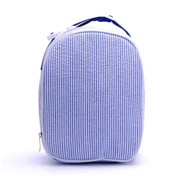 Navy Seersucker Cooler Bag 25pcs / lot USA GA Warehouse Stripes Maniglia Lunch Tote Bag School Porta alimenti isolati DOMIL106344