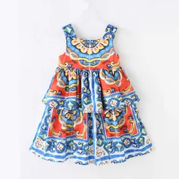 2021 Children's Summer Girls printing suspenders Dress European and American baby children clothing wholesale