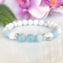 MG1091 Top Grade Aquamarine Bransoletka dla kobiet Healing Crystals Yoga Mala Bransoletka Natural Howlitite Gemstone Bilans Bransoletka