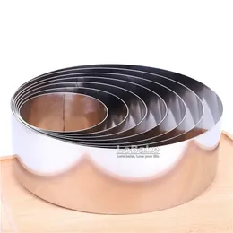 8cm height 4 - 10 inches smooth round shape stainless steel mousse ring plain cake mold cheese baking mould cakes DIY bakery Y200618