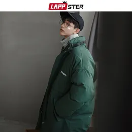 Lappster Winter Jacket 남성 Parkas Mens Harajuku 두꺼운 긴 코트 윈드 브레이커 한국 패션 자수 따뜻한 버블 자켓 201203