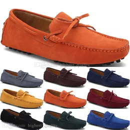 100 New Fashion mens Scarpe casual in pelle Stile britannico primavera Coppia Genuine Peas Scrub uomo Drive Lazy man soprascarpe outdoor comodo traspirante nero giallo