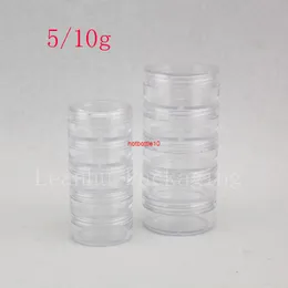 5g 10g tom staplad klar burk Lossa kraftpottens ögonskugga Pulver Små stapelbehållare Nail Art Portable Bottles 5 Lager JarsShipping