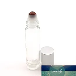 500PCS Tom 10 ml Naturlig ädelsten Roller Clear Bottle Essential Oil Perfume Roll på tjocka Glasflaskor med Crystal Chips