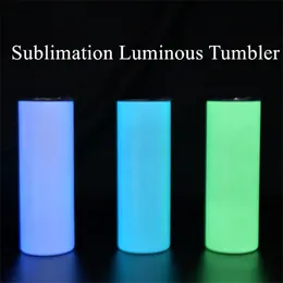 20 uncji Sublimacja Prosto Luminous Tumbler Glow W Dark Tumbler Ze Stali Nierdzewnej Butelki Wody Izolacja Kubek Kawy Szybka Wysyłka A02