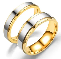 Handring smycken mode rum guld rostfritt stål smidigt ring varma säljer par
